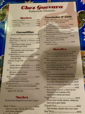 Chez Guevara Restaurant menu 2